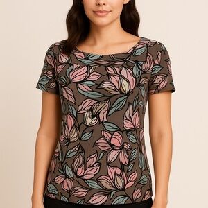 LOFT Ann Taylor Floral Print Short Sleeve Top – XS